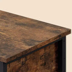 Table d'appoint, Table de chevet industrielle avec tiroir et étagère de rangement, Table de nuit avec cadre en métal et plateau en bois, Console peu encombrante