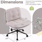 VINGLI Criss Cross Cloud Seat,Comfy Corduroy Cross Legged Office Desk Chair with/no Wheels,Modern Swivel Perch Light Khaki
