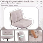 VINGLI Criss Cross Cloud Seat,Comfy Corduroy Cross Legged Office Desk Chair with/no Wheels,Modern Swivel Perch Light Khaki