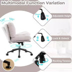 VINGLI Criss Cross Cloud Seat,Comfy Corduroy Cross Legged Office Desk Chair with/no Wheels,Modern Swivel Perch Light Khaki