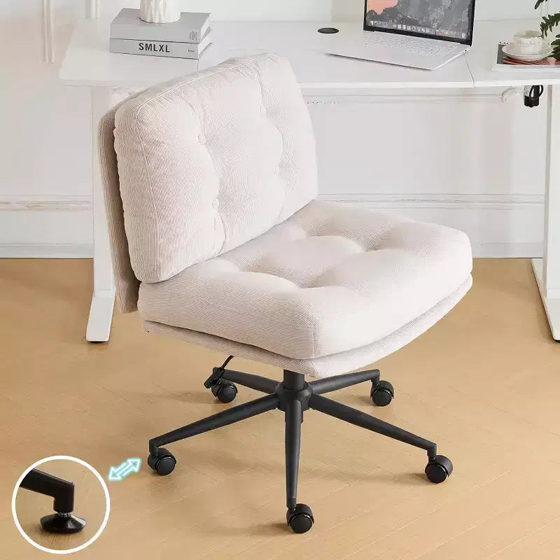VINGLI Criss Cross Cloud Seat,Comfy Corduroy Cross Legged Office Desk Chair with/no Wheels,Modern Swivel Perch Light Khaki