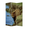 HomeRoots 72 Blue And Green Canvas Folding Three Panel Screen Room Divider