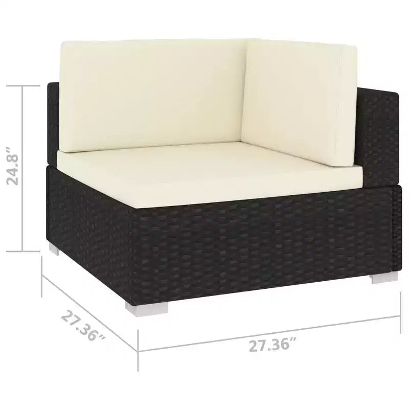 vidaXL 2 Piece Patio Sofa Set with Cushions Poly Rattan Black