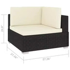 vidaXL 2 Piece Patio Sofa Set with Cushions Poly Rattan Black