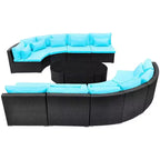 vidaXL Garden Sofa Black and Tropical Blue