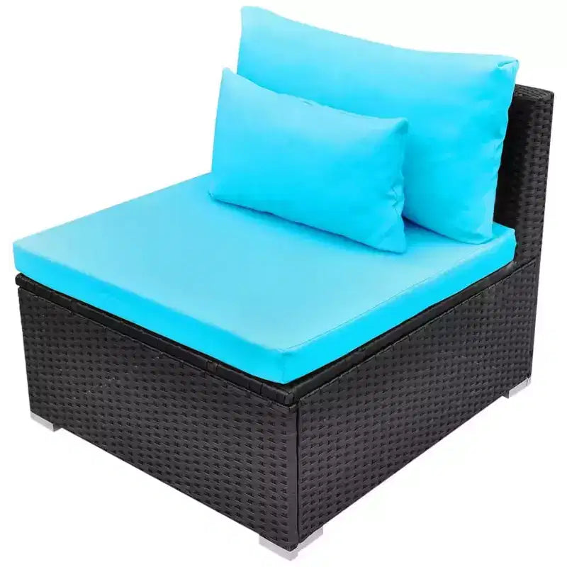 vidaXL Garden Sofa Black and Tropical Blue