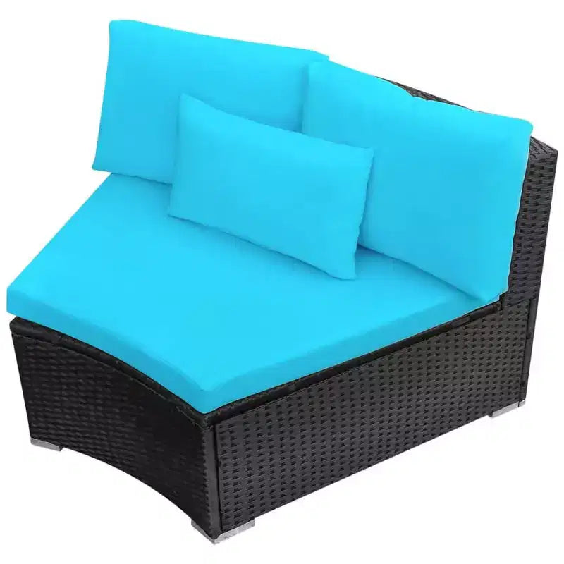 vidaXL Garden Sofa Black and Tropical Blue