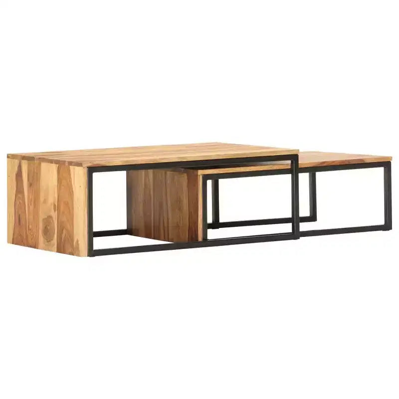 vidaXL Nesting Tables 2 pcs Solid Acacia Wood