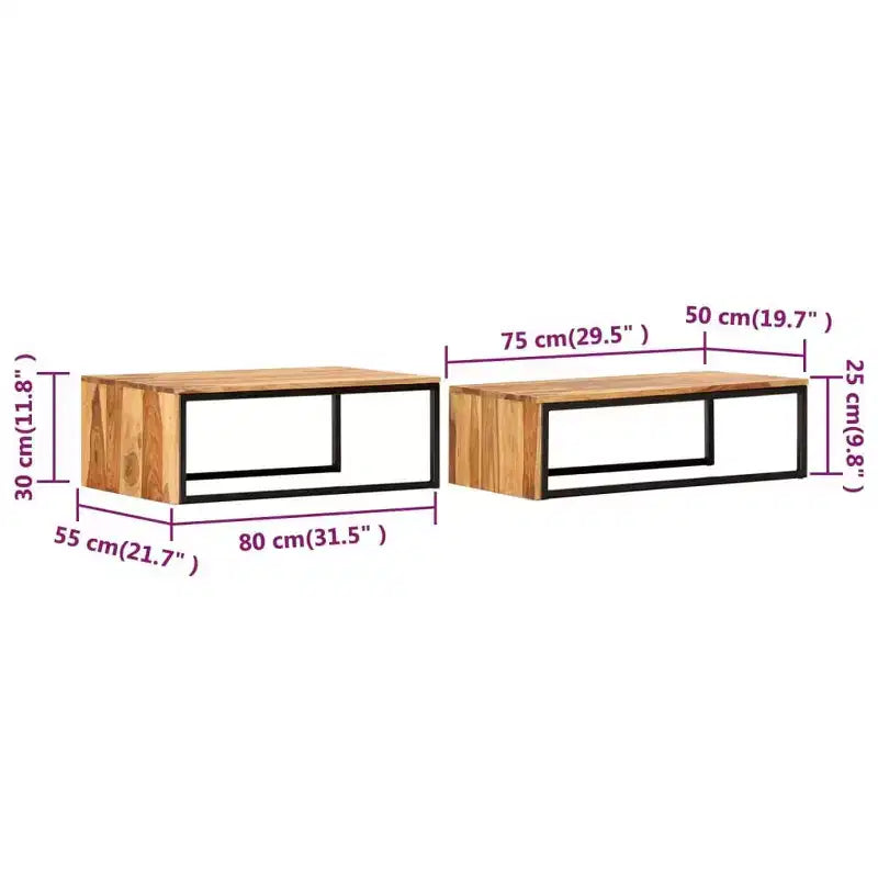 vidaXL Nesting Tables 2 pcs Solid Acacia Wood