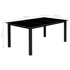 vidaXL Garden Table And Chair Black Powder-coated aluminum, Glass, Textilene