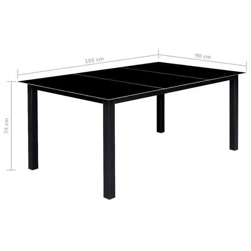 vidaXL Garden Table And Chair Black Powder-coated aluminum, Glass, Textilene
