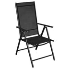 vidaXL Garden Table And Chair Black Powder-coated aluminum, Glass, Textilene