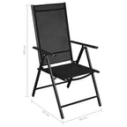 vidaXL Garden Table And Chair Black Powder-coated aluminum, Glass, Textilene