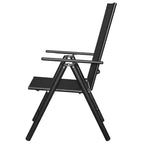 vidaXL Garden Table And Chair Black Powder-coated aluminum, Glass, Textilene