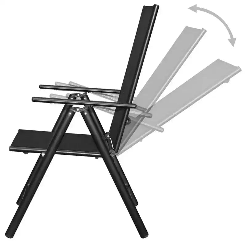 vidaXL Garden Table And Chair Black Powder-coated aluminum, Glass, Textilene