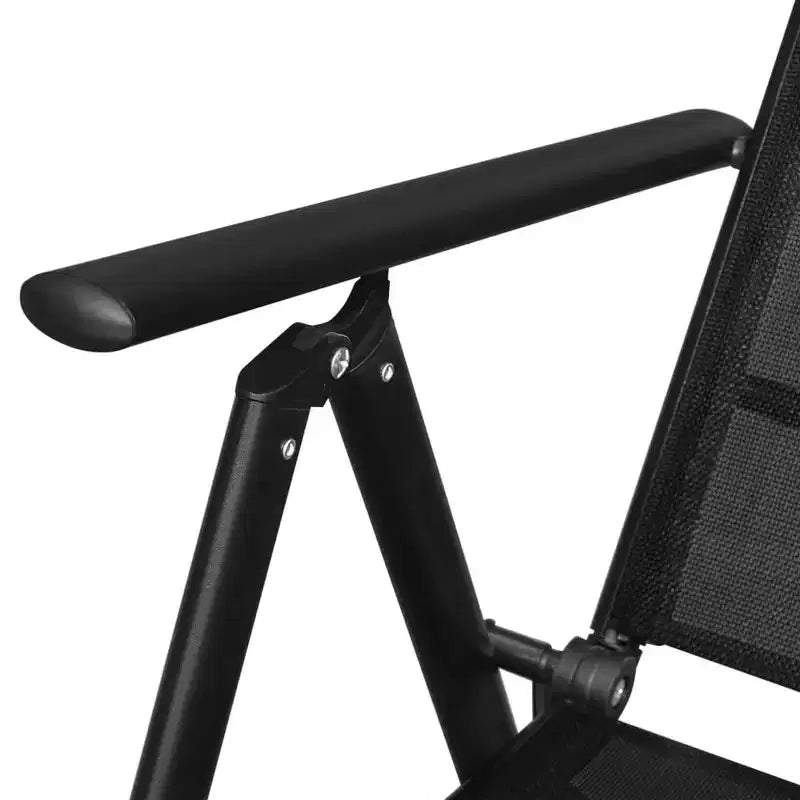 vidaXL Garden Table And Chair Black Powder-coated aluminum, Glass, Textilene