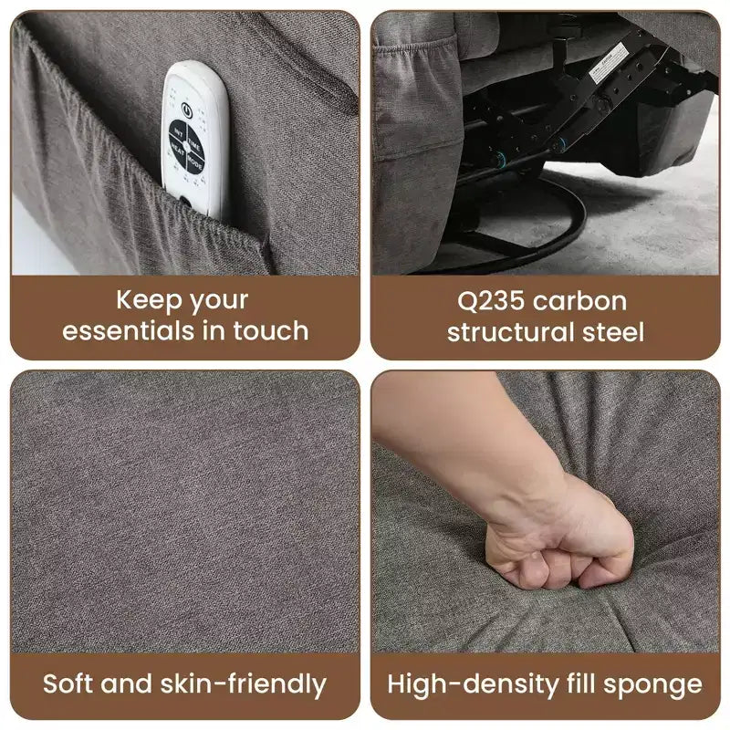 Fauteuil inclinable, fauteuil inclinable à bascule pivotant à 360° pour adultes avec massage et chaleur, fauteuils à bascule électriques pour salon, chambre de bébé