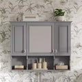CASAINC 35 x 28 Wall Mounted Mirror Medicine Cabinet with Open Shelves, Modern Bathroom Storage Cabinet
