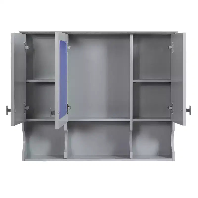 CASAINC 35 x 28 Wall Mounted Mirror Medicine Cabinet with Open Shelves, Modern Bathroom Storage Cabinet