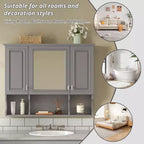 CASAINC 35 x 28 Wall Mounted Mirror Medicine Cabinet with Open Shelves, Modern Bathroom Storage Cabinet
