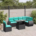 vidaXL 7 Piece Garden Sofa Set with Cushions Brown Poly Rattan
