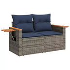 vidaXL 9 Piece Patio Sofa Set with Cushions Black Poly Rattan (US only)