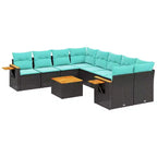 vidaXL 9 Piece Patio Sofa Set with Cushions Black Poly Rattan (US only)
