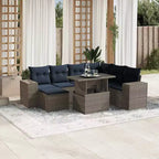 vidaXL Salon de jardin avec coussins, table et canapés 8 pièces en résine tressée