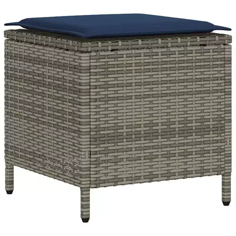 vidaXL Garden Sofa Set Grey, Navy blue PE rattan and powder-coated steel