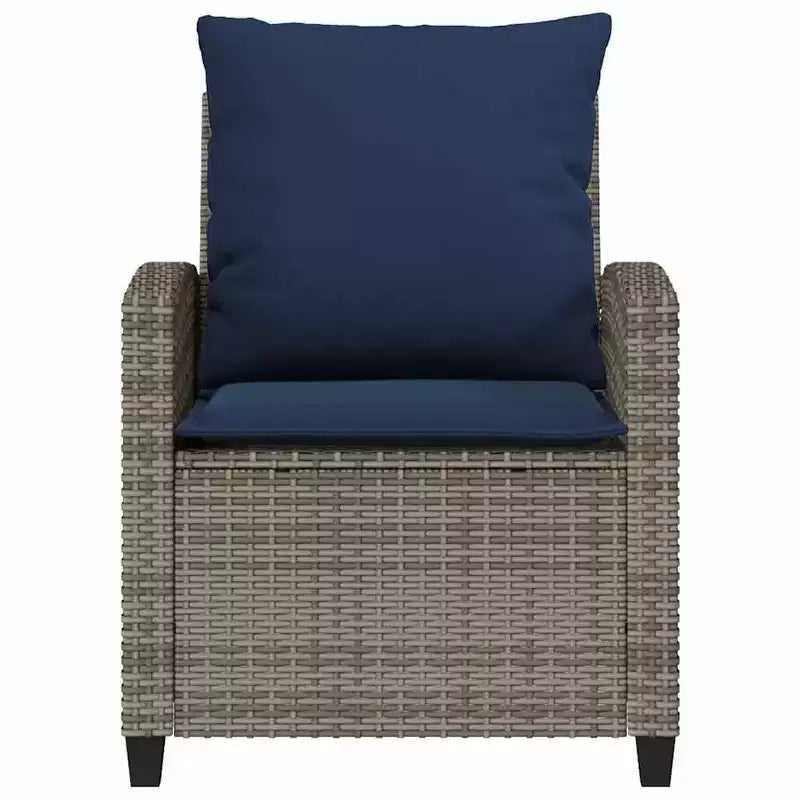 vidaXL Garden Sofa Set Grey, Navy blue PE rattan and powder-coated steel