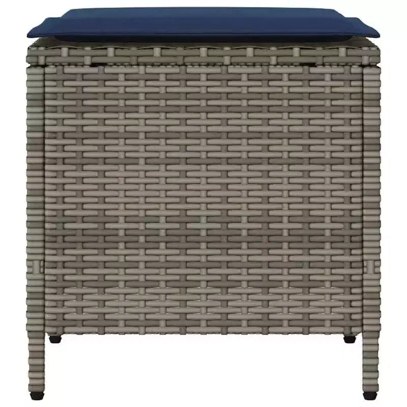 vidaXL Garden Sofa Set Grey, Navy blue PE rattan and powder-coated steel