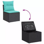 vidaXL 15 Piece Patio Sofa Set with Cushions Black Poly Rattan Acacia