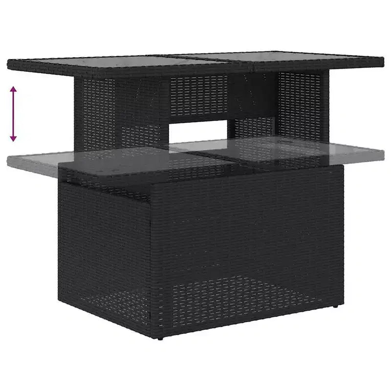 vidaXL 15 Piece Patio Sofa Set with Cushions Black Poly Rattan Acacia