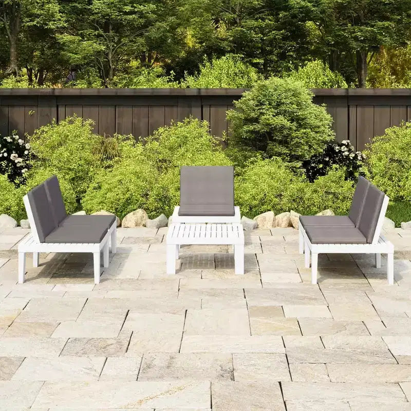 vidaXL Garden Lounge Set White Plastic Medium Seats Many
