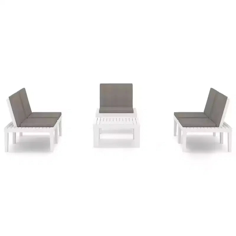 vidaXL Garden Lounge Set White Plastic Medium Seats Many