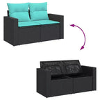 vidaXL 8 Piece Patio Sofa Set with Cushions Gray Poly Rattan Acacia