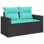 vidaXL 11 Piece Patio Sofa Set with Cushions Black Poly Rattan Acacia