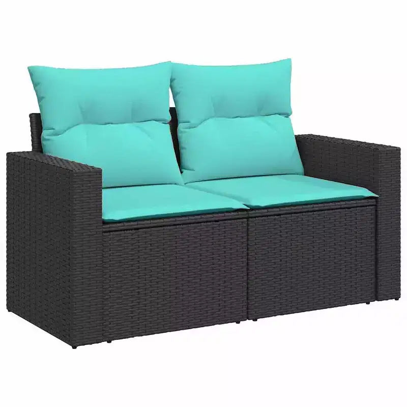 vidaXL 11 Piece Patio Sofa Set with Cushions Black Poly Rattan Acacia