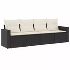 vidaXL Garden Sofa Set Black PE Rattan 4 Piece Set Modular