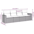 vidaXL Garden Sofa Set Black PE Rattan 4 Piece Set Modular