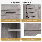 PB Board Double-Door 4-Drawer Wardrobe Gray | Bedroom, Kids' Room, Small Space