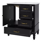 30 Small Bathroom Vanity Sink Combo with Storage , Wood Bathroom Floor Cabinet with Drawers and Door