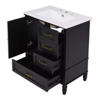 30 Small Bathroom Vanity Sink Combo with Storage , Wood Bathroom Floor Cabinet with Drawers and Door
