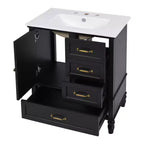 30 Small Bathroom Vanity Sink Combo with Storage , Wood Bathroom Floor Cabinet with Drawers and Door