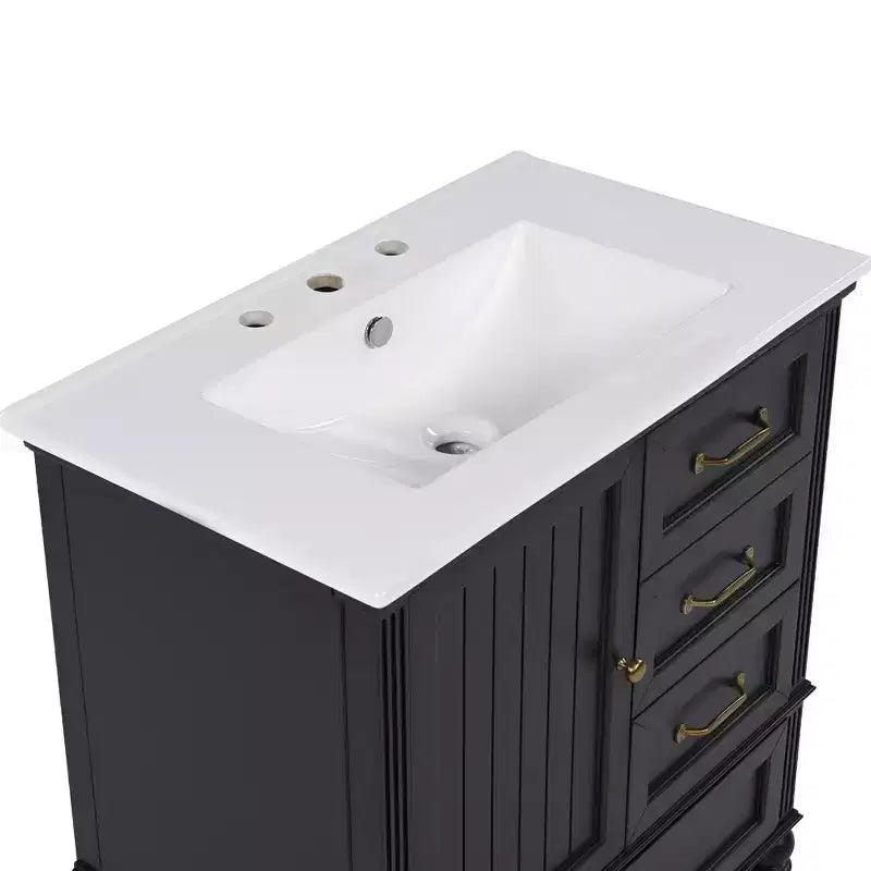 30 Small Bathroom Vanity Sink Combo with Storage , Wood Bathroom Floor Cabinet with Drawers and Door
