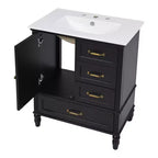 30 Small Bathroom Vanity Sink Combo with Storage , Wood Bathroom Floor Cabinet with Drawers and Door