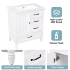30 Small Bathroom Vanity Sink Combo with Storage , Wood Bathroom Floor Cabinet with Drawers and Door