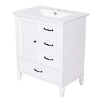 30 Small Bathroom Vanity Sink Combo with Storage , Wood Bathroom Floor Cabinet with Drawers and Door