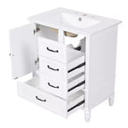 30 Small Bathroom Vanity Sink Combo with Storage , Wood Bathroom Floor Cabinet with Drawers and Door