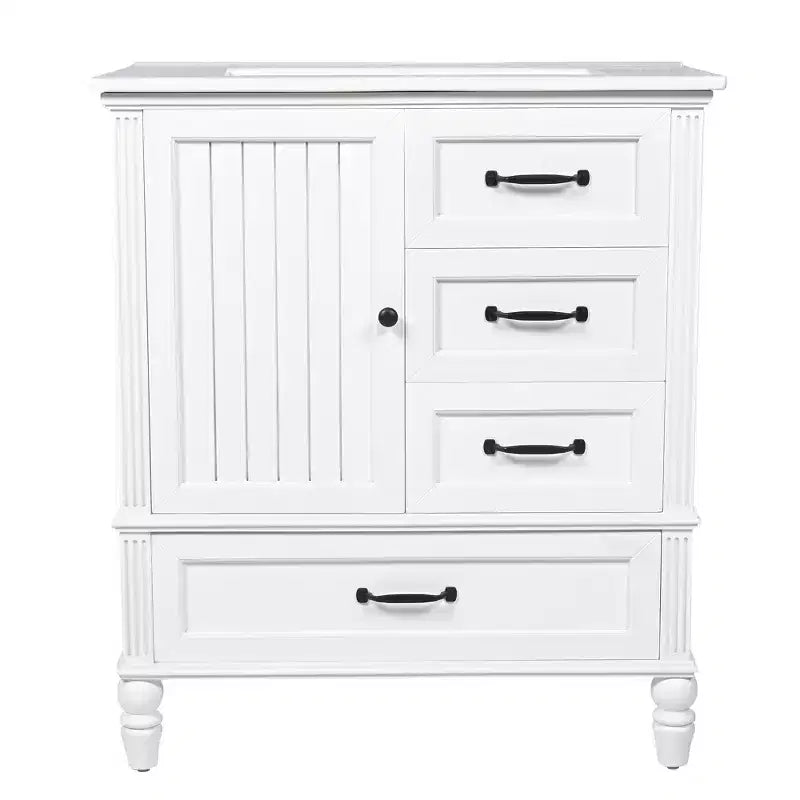 30 Small Bathroom Vanity Sink Combo with Storage , Wood Bathroom Floor Cabinet with Drawers and Door